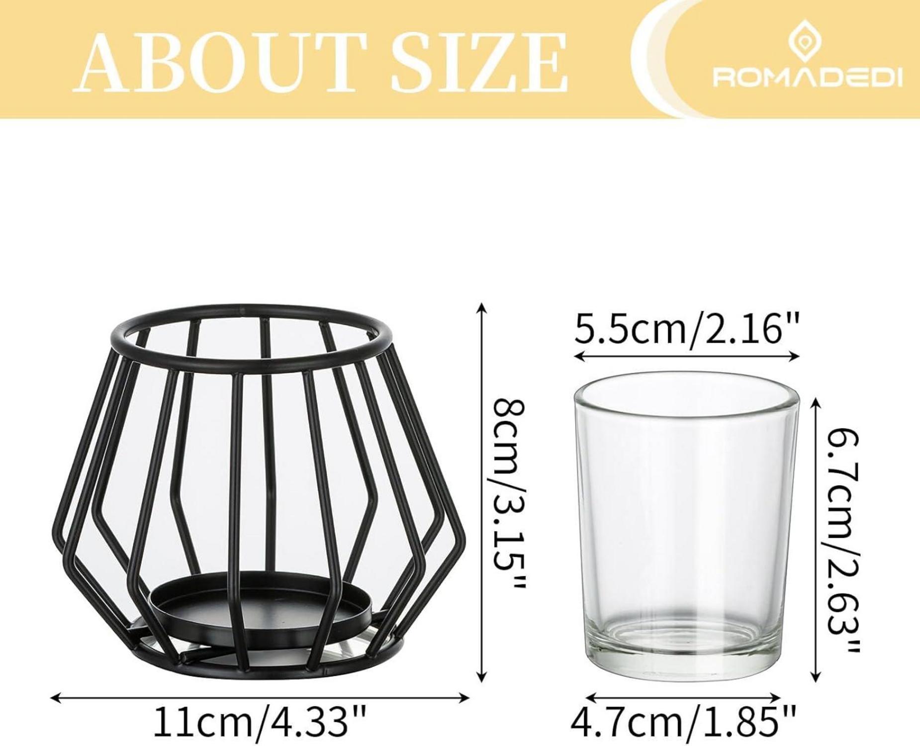 2er Set Teelichthalter Schwarz Metall - Modernes Deko Windlicht für Wohnzimmer