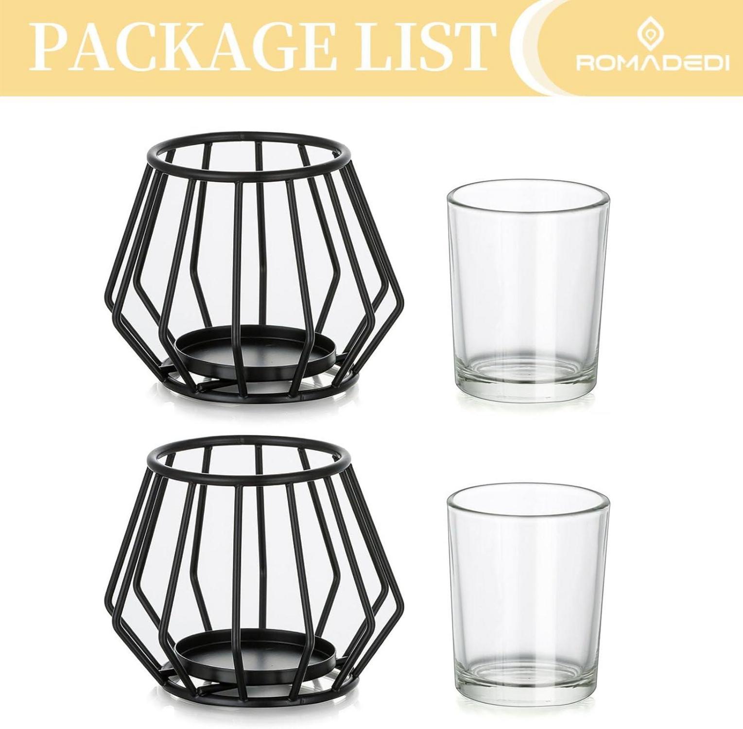Teelichthalter Schwarz Metall Kerzenhalter 2er Set Wohnzimmer