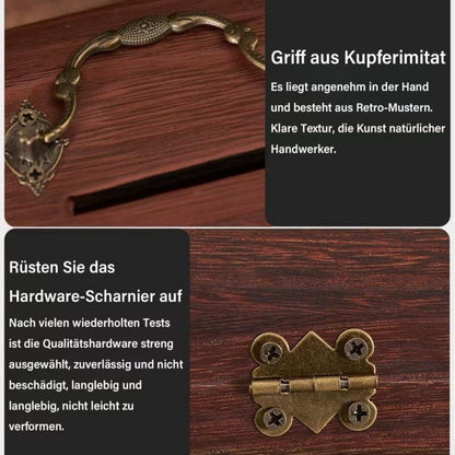 Vintage Holz Schatztruhe Spardose mit Schlüssel Retro Deko Truhe Schloss