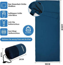 Hüttenschlafsack Ultraleicht Seide Mikrofaser 2in1