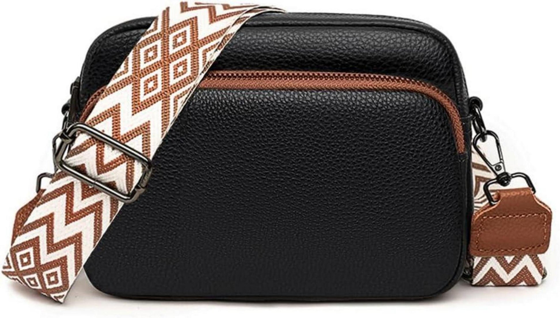 Damen Echtes Leder Umhängetasche Crossbody Bag mit 3