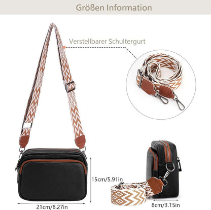 Damen Handy Umhängetasche Echtes Leder Crossbody Bag Breiter
