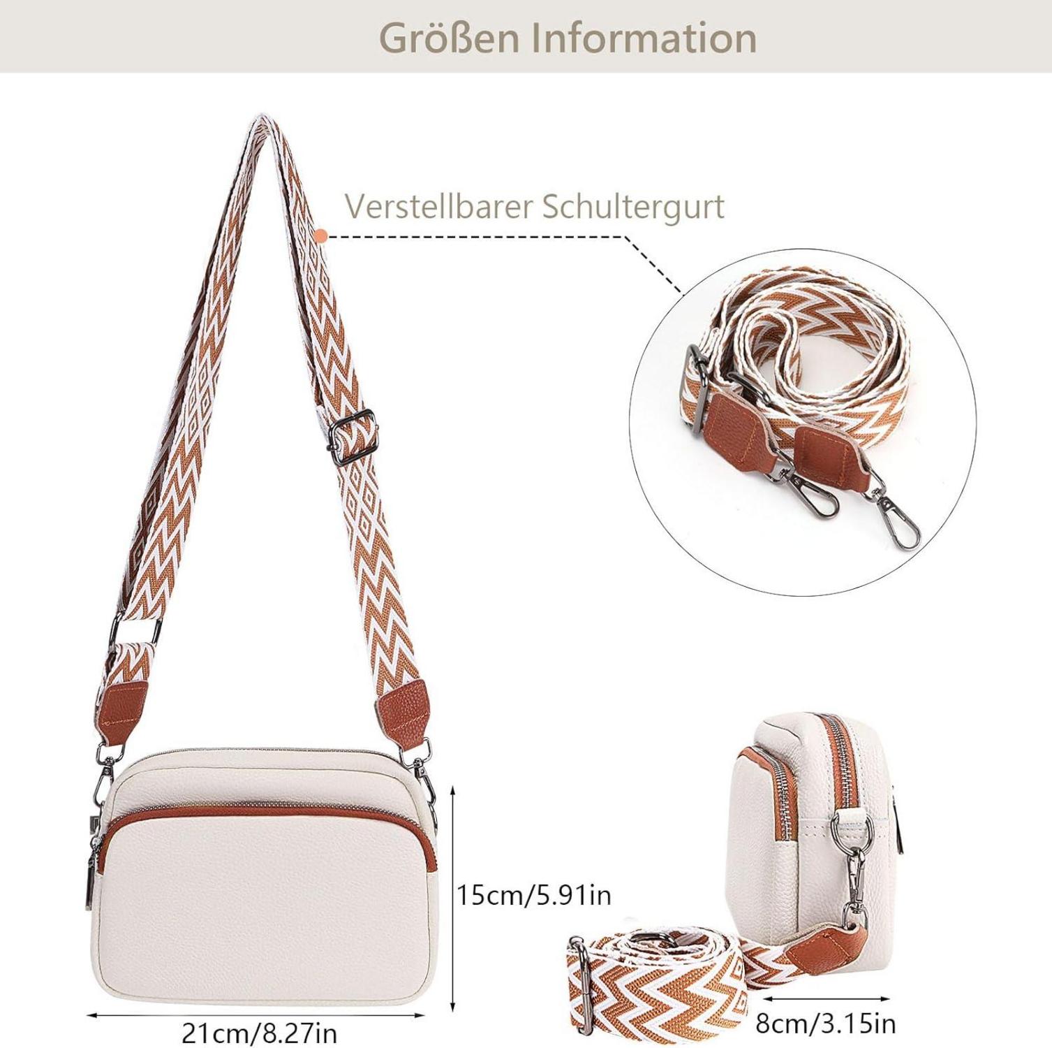 Damen Handy Umhängetasche Echtes Leder Crossbody Bag Schultergurt 3