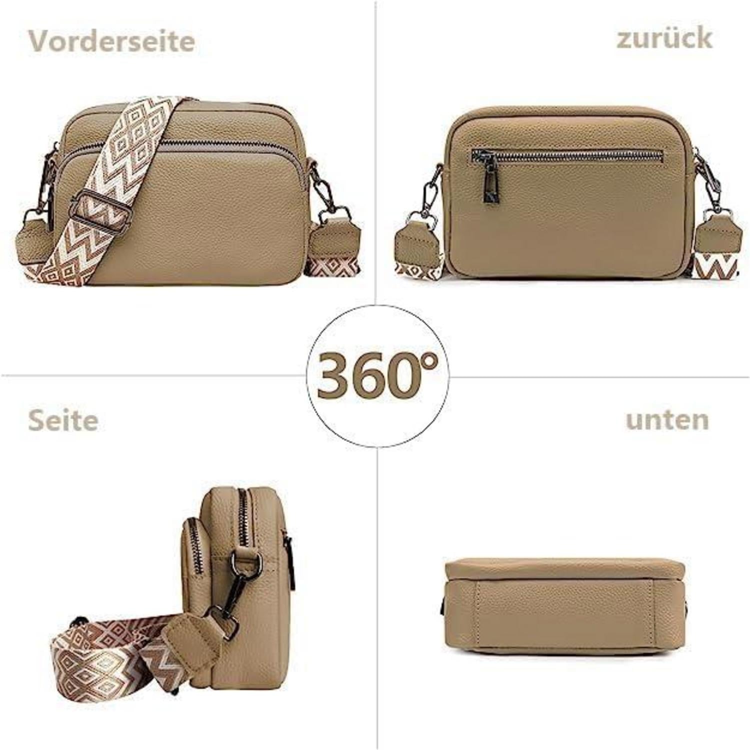 Handytasche Crossbody aus Echtem Leder mit Breitem Schultergurt