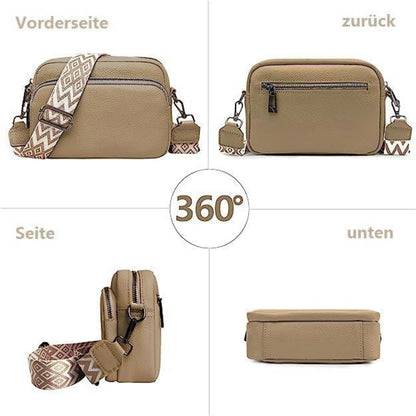 Handytasche Crossbody aus Echtem Leder mit Breitem Schultergurt