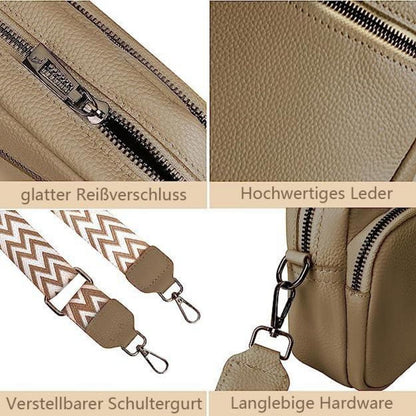 Damen Handytasche aus echtem Leder mit breitem Schultergurt & 3 Fächern
