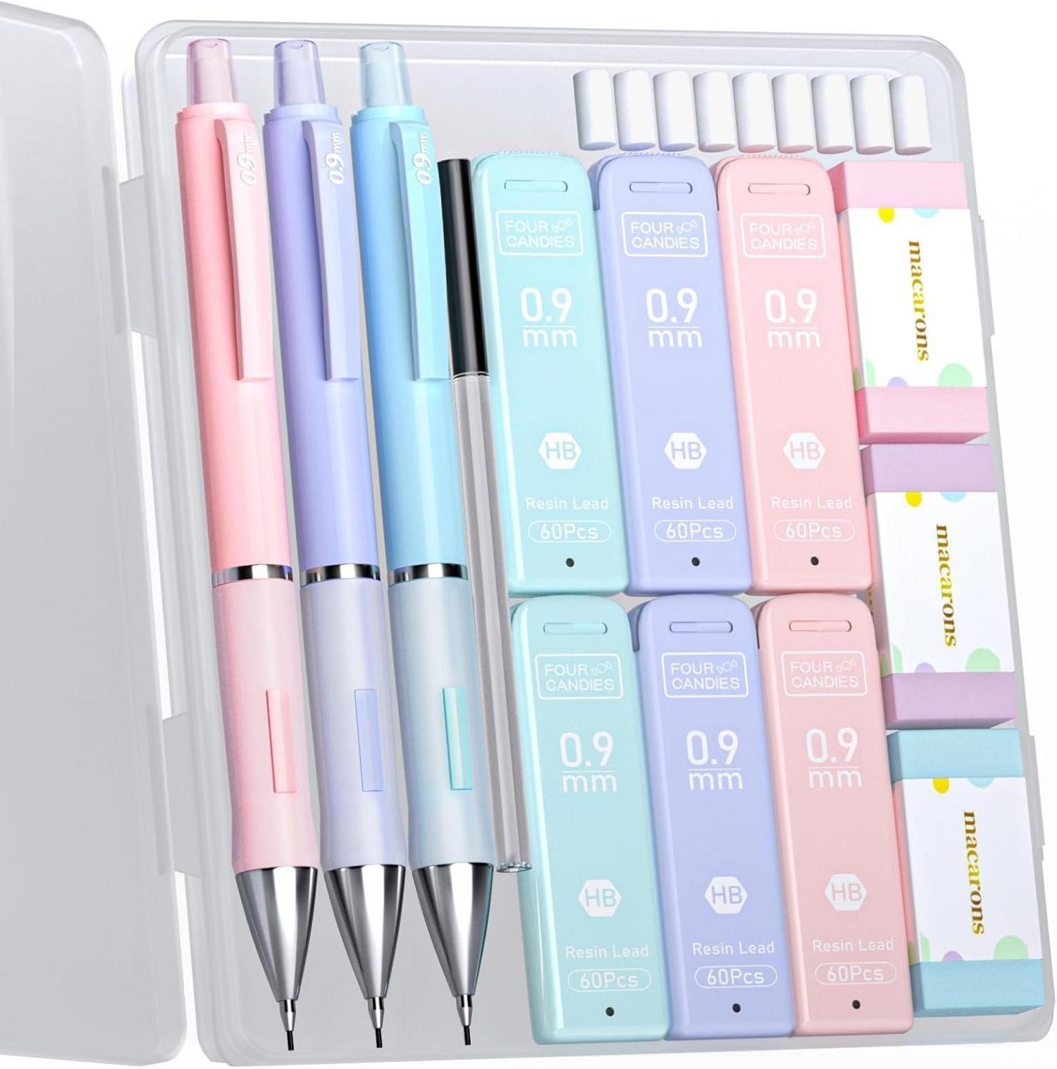 Pastell Druckbleistift Set mit Etui und Zubehör 3PCS-0,9mm