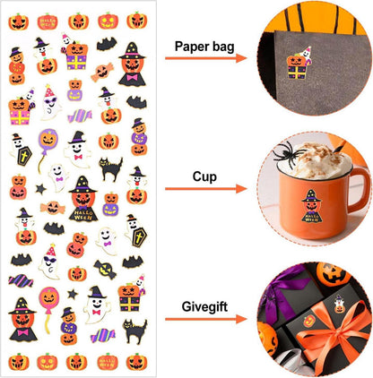 Halloween Aufkleber Sticker Kürbis Gespenst Fledermaus Halloween