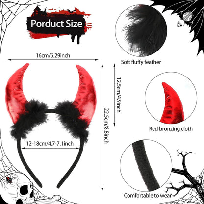 Teufel Kostüm Halloween Haarreif Hörner Brille