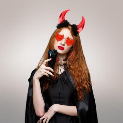 Teuflisches Halloween Engel Kostüm Haarreif Brille Schmuck