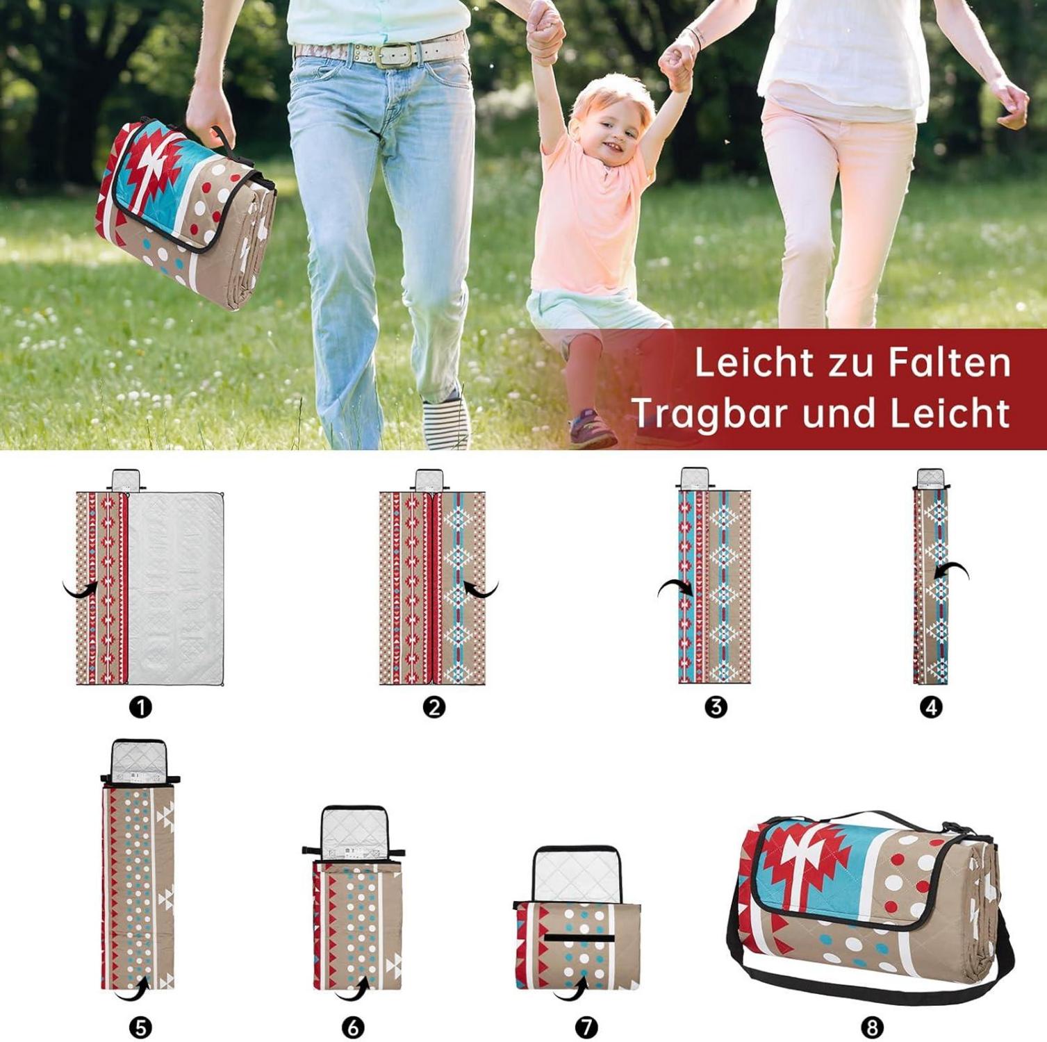 XXL Picknickdecke Wasserdicht Strandmatte Campingdecke 200x200cm