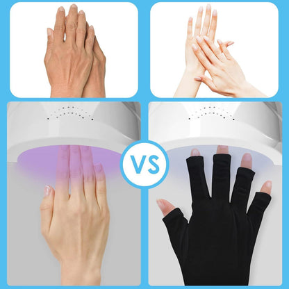 Gel Nagellampen UV Schutzhandschuhe 2 Paare UPF50+ Schwarz