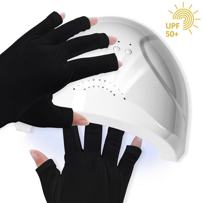 Gel Nagellampen UV Schutzhandschuhe 2 Paare UPF50+ Schwarz