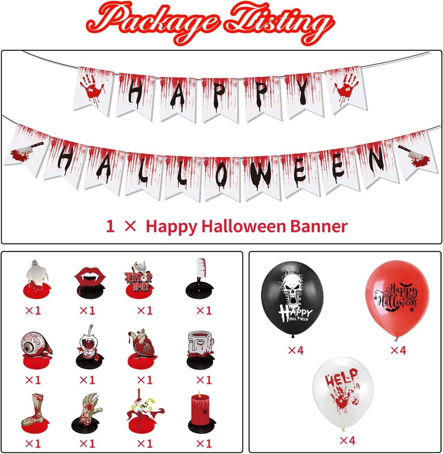 Halloween Party Deko Set Luftballons Girlande Banner Kostüm