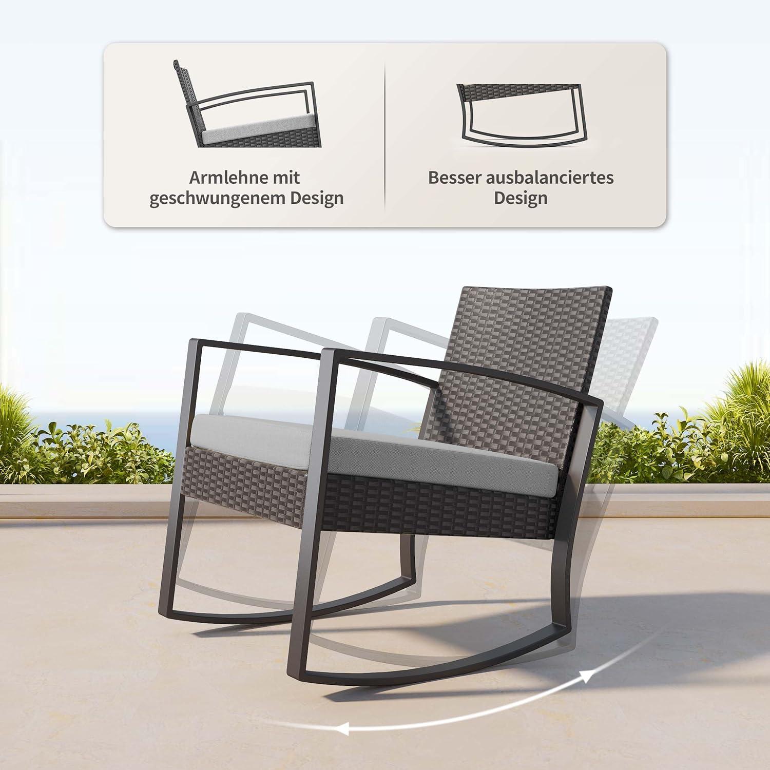 Bealife Gartenmöbel Set Balkon 2 Personen Grau