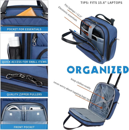 KROSER Handgepäck Koffer Trolley 40cm Carry On Untersitzer Blau