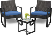 Rattan Balkonmöbel Set 3 teilig Blau