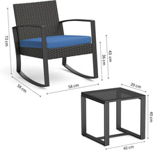Bealife Rattan Balkonmöbel Set 3-teilig Blau Outdoor