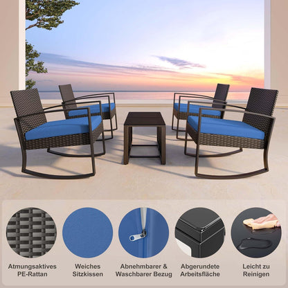 Balkonmöbel Set 2 Personen Rattan Blau Outdoor Terrasse