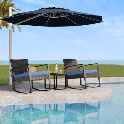 Balkonmöbel Set 2 Personen Rattan Blau Outdoor Terrasse