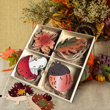 Herbst Deko Hänger Set 28 Holz-Deko Ahornblatt Pilz Igel