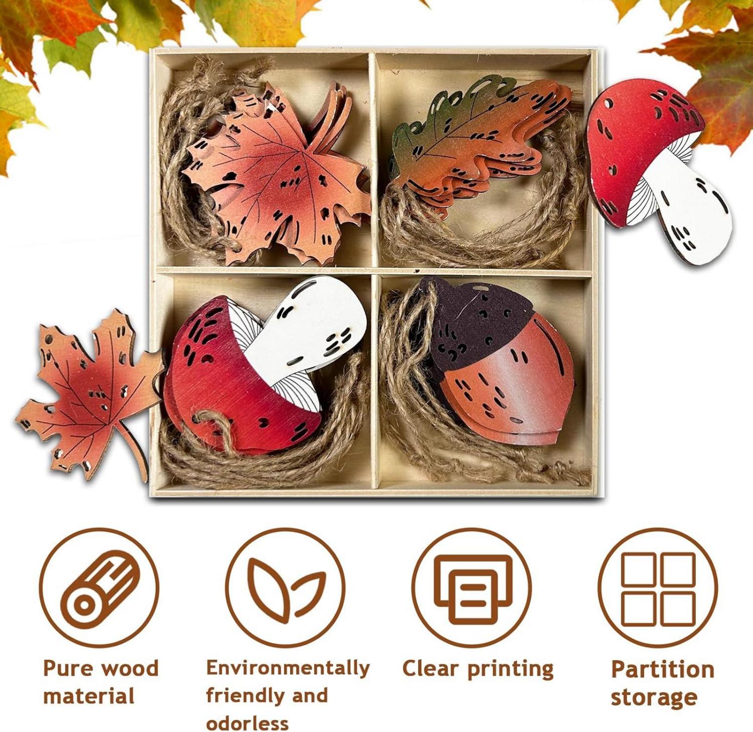 Holz Deko Hänger Herbst Fenster Deko Ahornblatt Pilz Igel