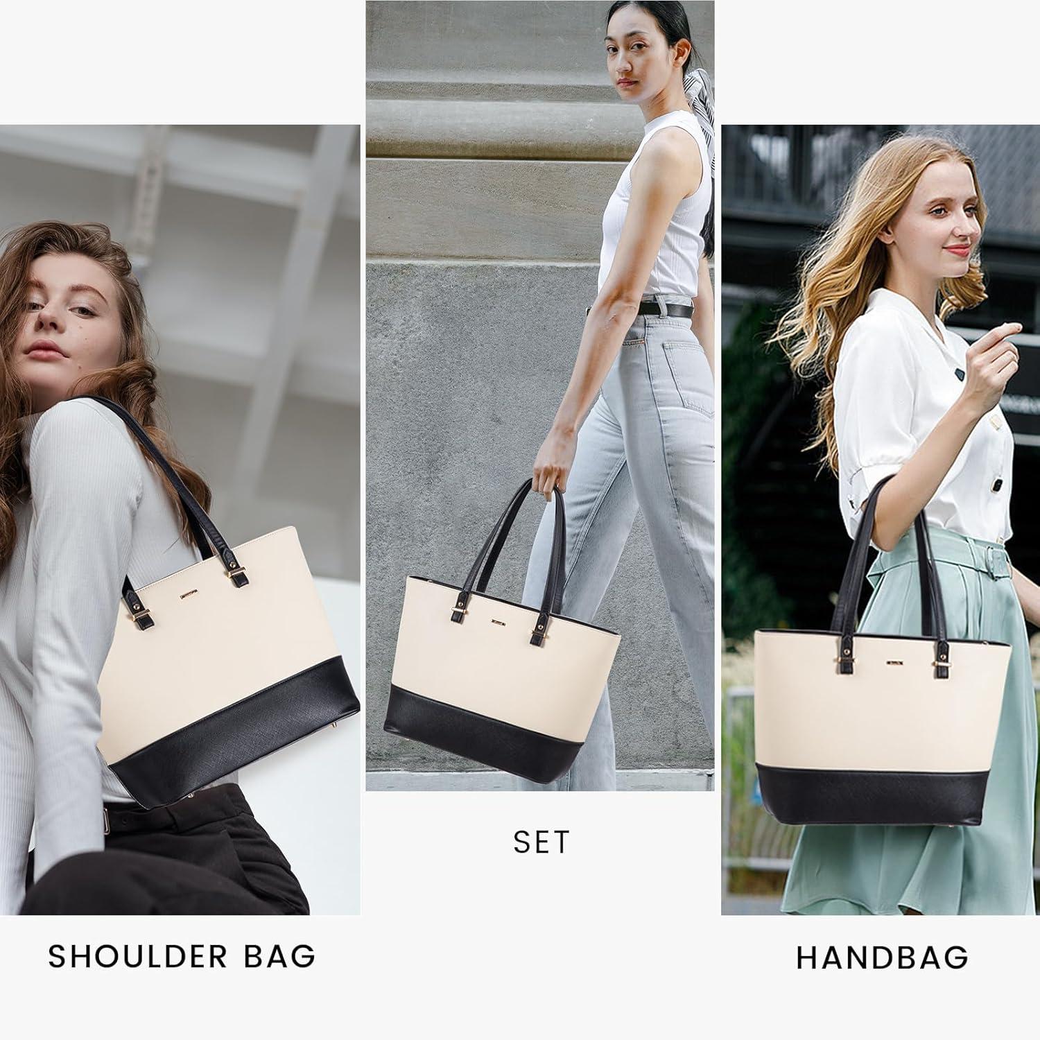 Damen Handtasche Schultertasche 3-teilig Set Groß Shopper