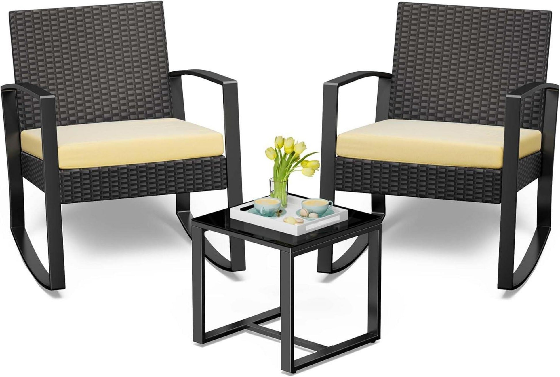 Gartenmöbel Balkon Lounge Set 2 Personen Outdoor PE-Rattan