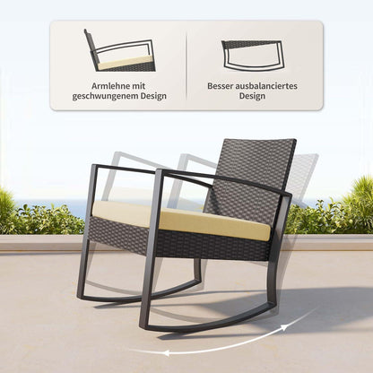 Bealife Gartenmöbel Set Balkon 2 Personen Grau Rattan Outdoor