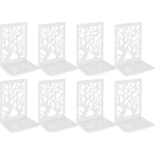 4 Paar Metall Buchstützen mit Blattdesign - Weiß