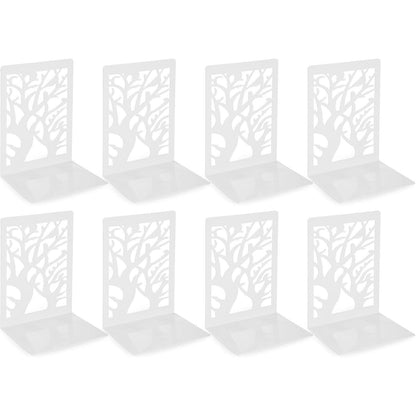 4 Paar Metall Buchstützen mit Blattdesign - Weiß