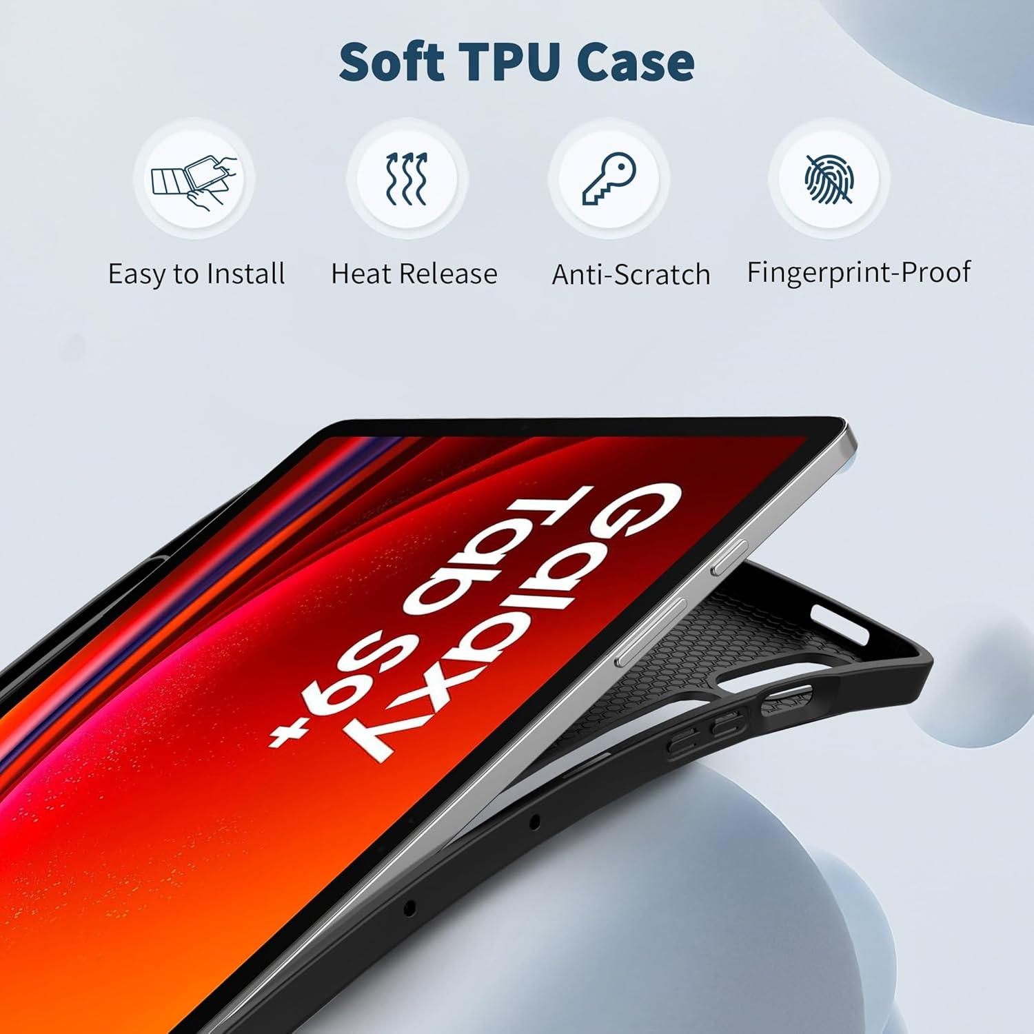 EasyAcc Samsung Galaxy Tab S9 FE+ Plus/S9 Plus 12,4 Zoll 2023 Hülle Schwarz