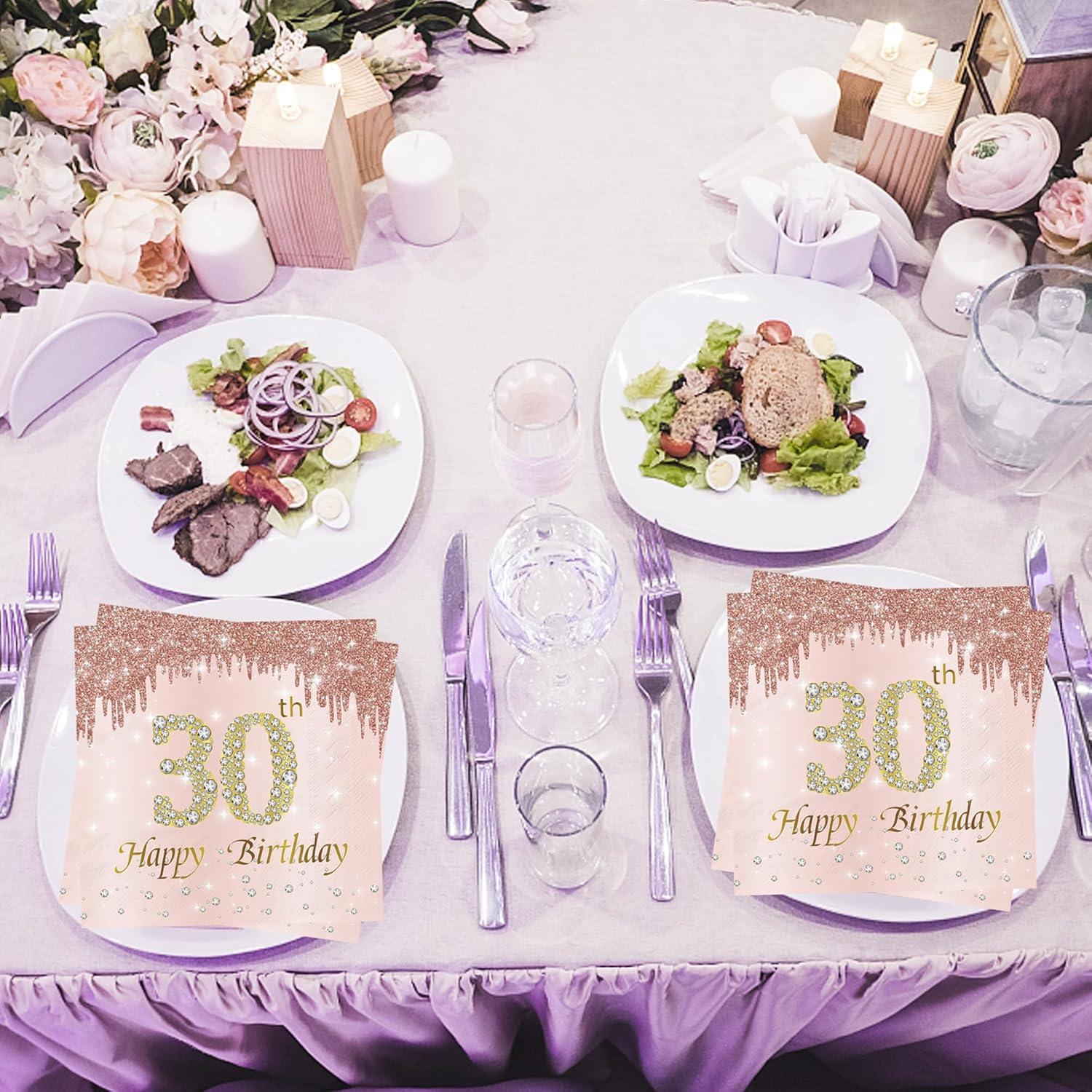 Servietten Geburtstag Happy Birthday Diamant Rosegold 33x33cm 80 Stück