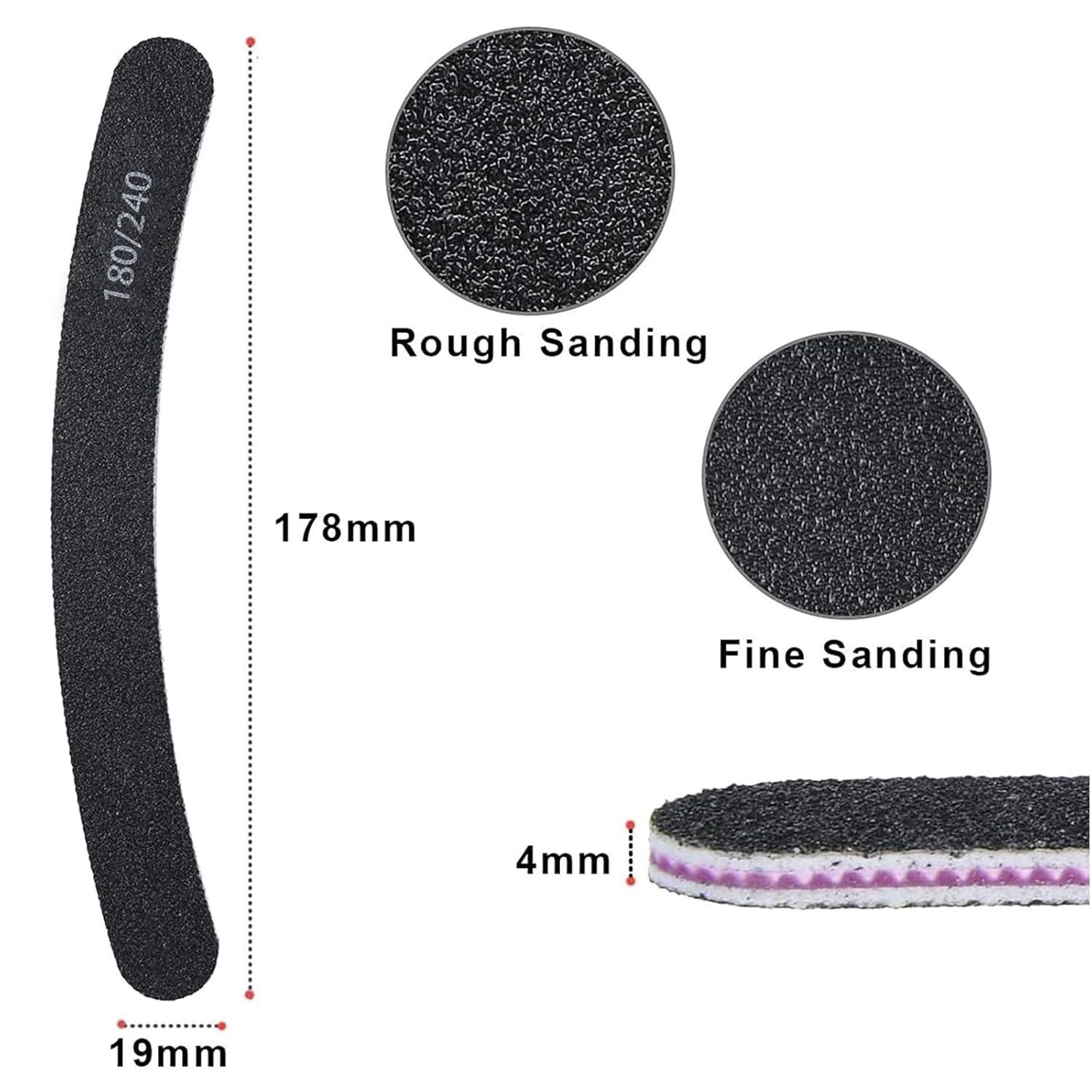 15er Pack Nagelfeilen 180/240 Dual-Sided Einweg Gelnägel Schwarz-Lila