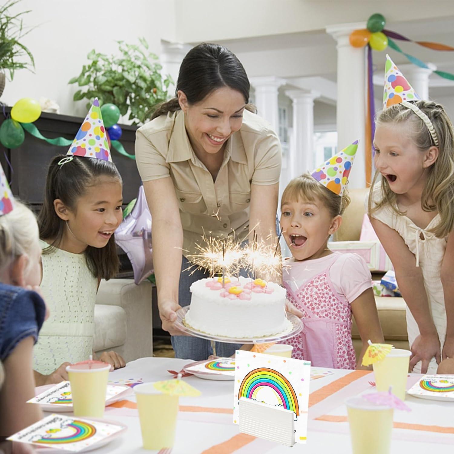 80x AFYHH Regenbogen Servietten Kindergeburtstag Hochzeit Taufe, 3-lagig