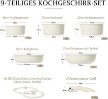 9-teiliges CAROTE Topfset Pfannenset abnehmbare Griffe
