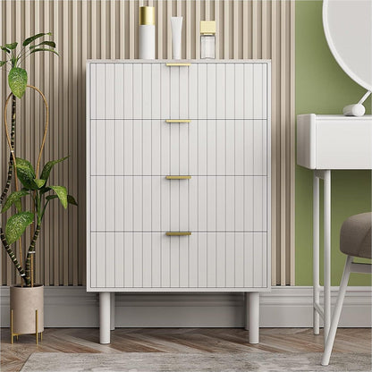 Moderne Kommode mit 4 Schubladen, Weiß, 60cm breit
