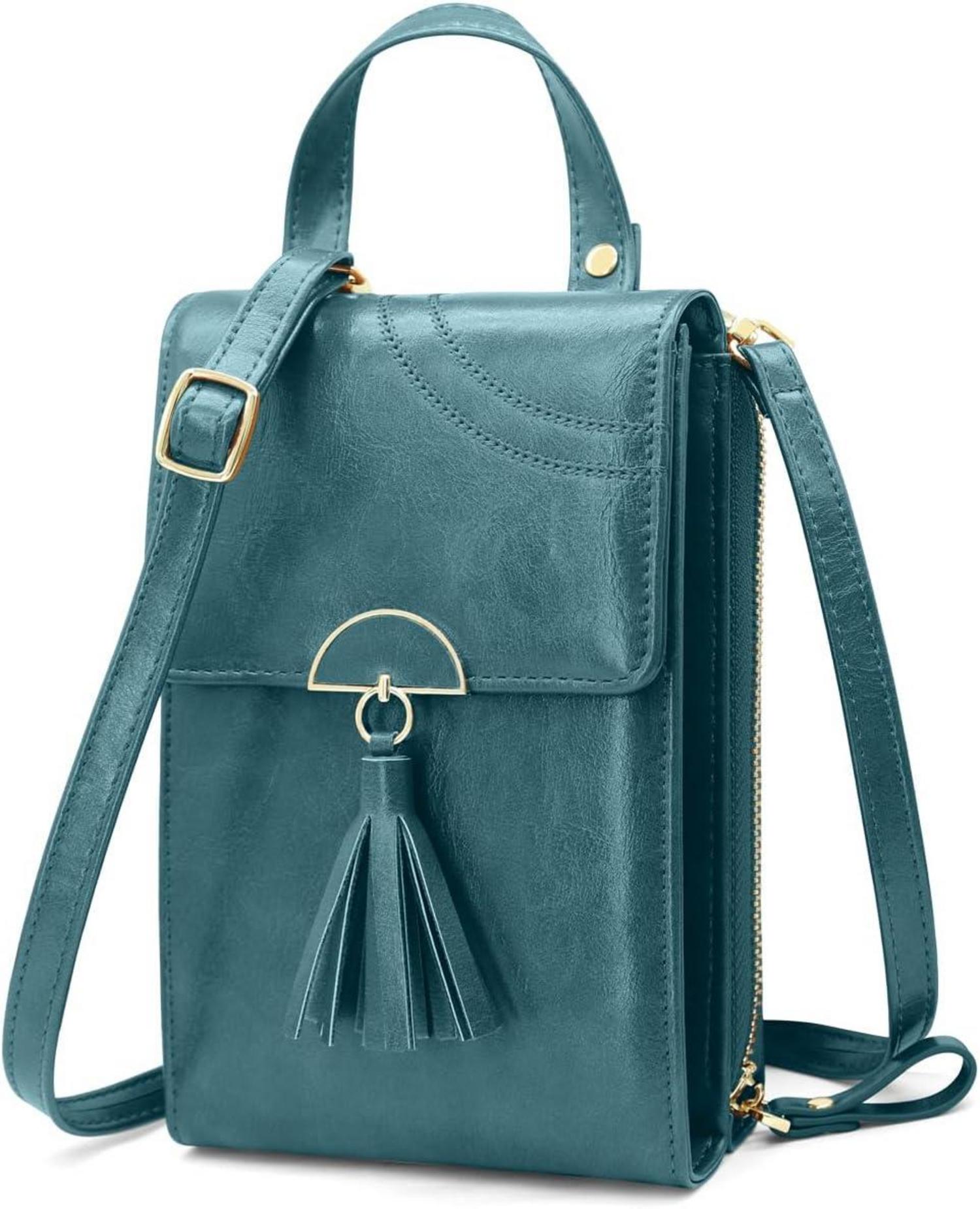 Handytasche Damen PU Leder Umhängetasche Crossbody A-dunkelblau