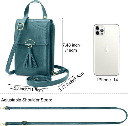 Handy Umhängetasche PU Leder Crossbody Schultertasche Kartenfächer