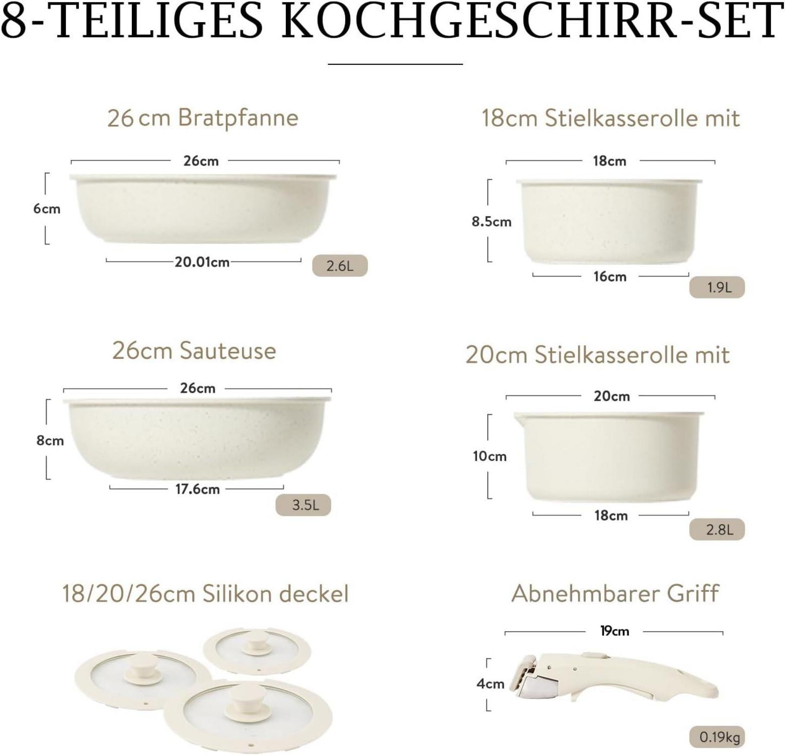 Kochgeschirr-Set Induktion 8-Teilig antihaftbeschichtet