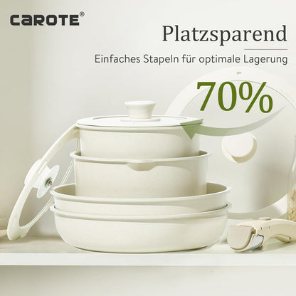 8tlg. Töpfe & Pfannen Set abnehmbare Griffe