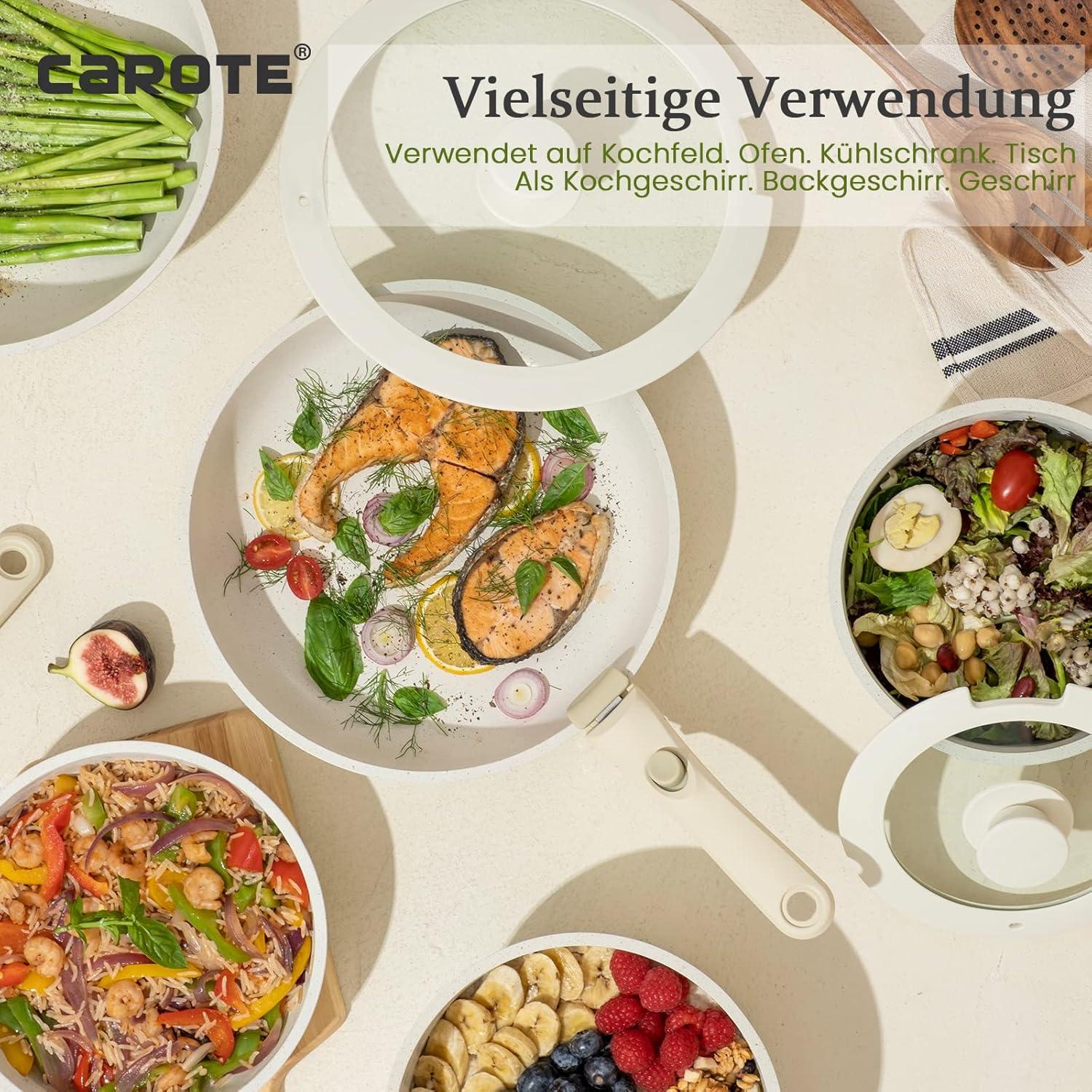 8-teiliges Topf- und Pfannenset mit abnehmbaren Griffen für alle Herdarten