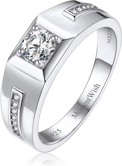 Verlobungsring Herren 0,5 Karat Moissainte 925 Silber Geschenkbox