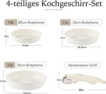 CAROTE Pfannen-Set 4tlg 22/26/30cm weiß Antihaft stapelbar