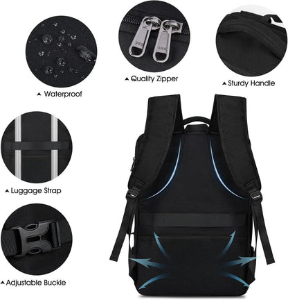 Rucksack Herren 40L Schwarz mit 4 Packing Cubes 17.3 Zoll Laptop