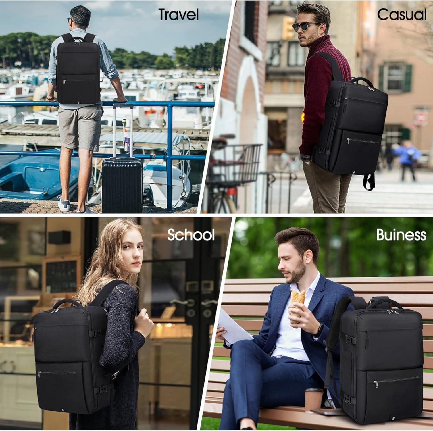 IGOLUMON Rucksack Herren 40L Schwarz 17.3 Zoll Laptop Handgepäck