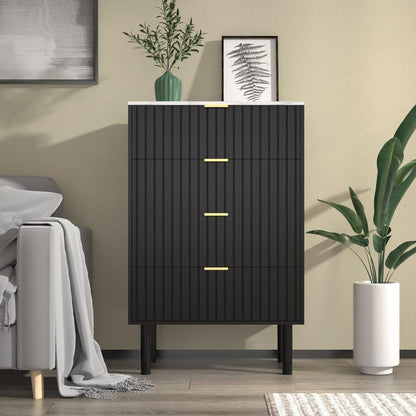 Schmale Kommode mit Schubladen & Marmoroptik – 60cm breit