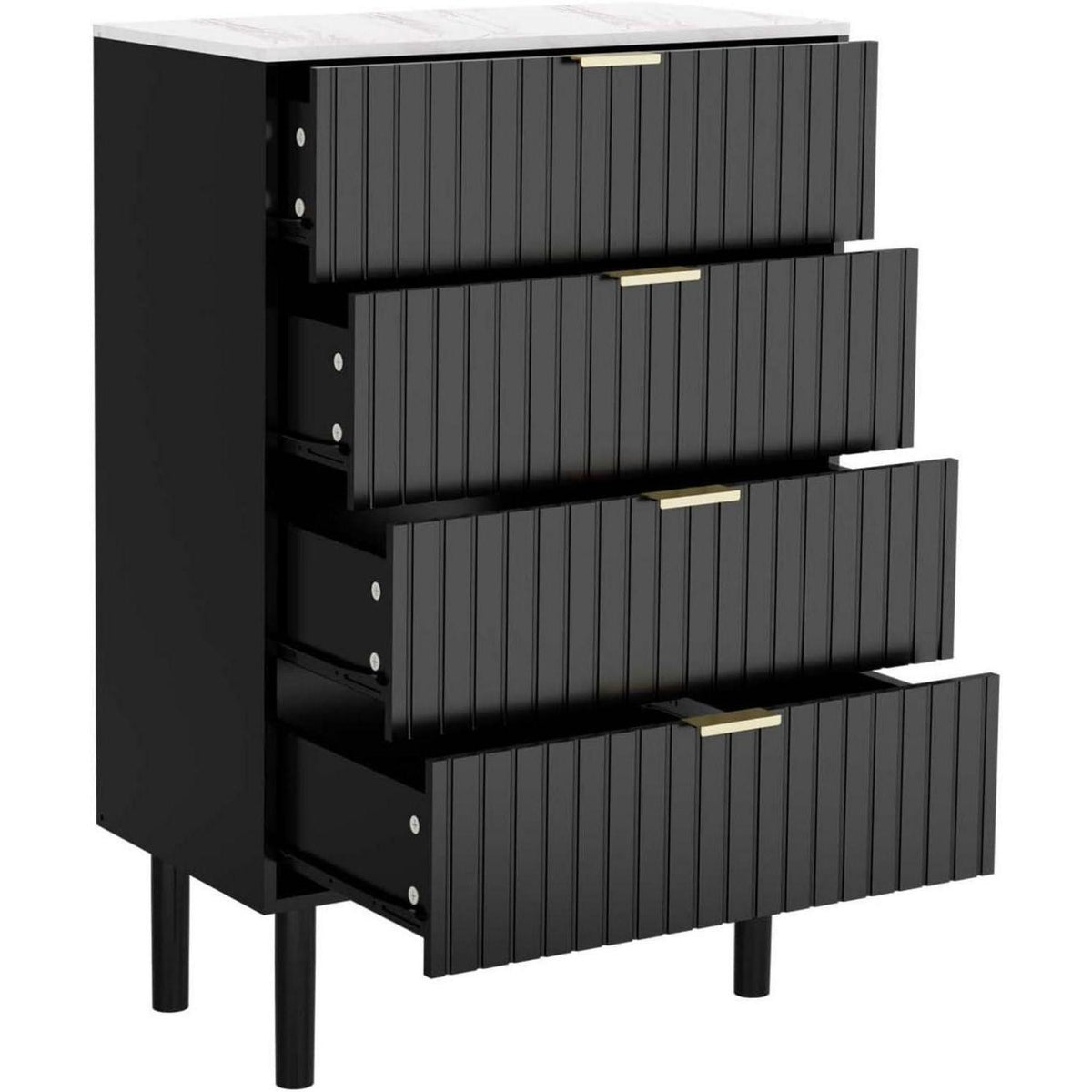 Schmale Kommode mit Schubladen & Marmoroptik – 60cm breit
