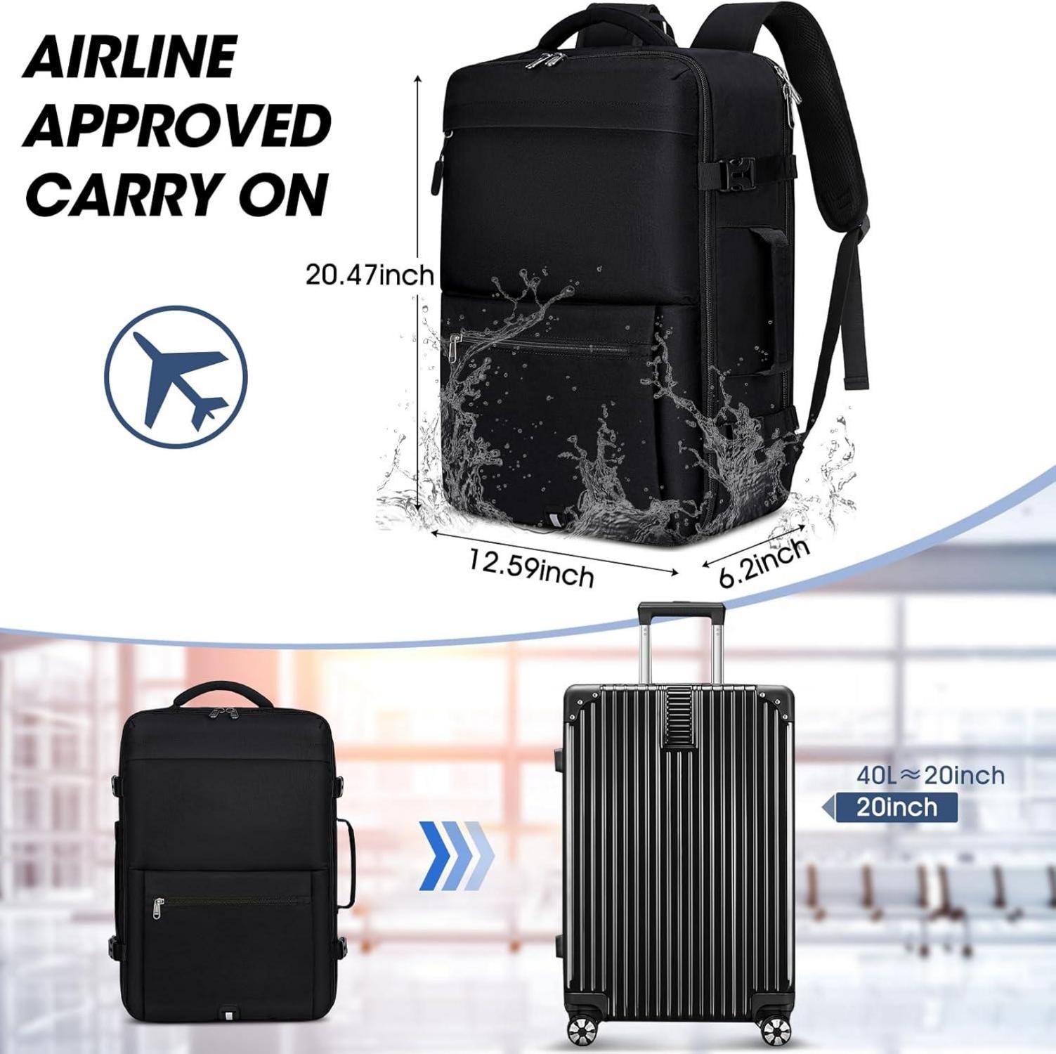 IGOLUMON Laptop Rucksack 17.3 Zoll Business Reiserucksack Schwarz 40L