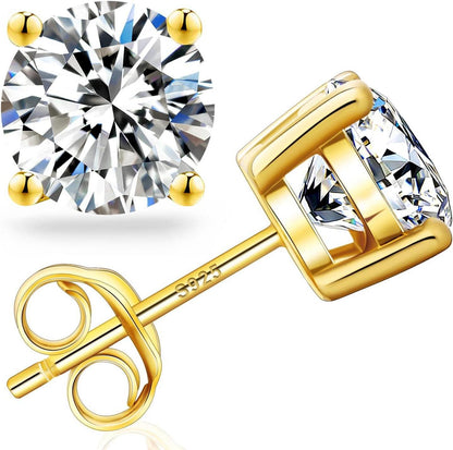Moissanite Ohrringe 925 Silber VVS1 D, 1,6 ct Solitär Ohrstecker 6 mm